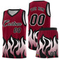 Custom Crimson Black Hem Flame Pattern Fashion Sports Uniform Basketball jersey