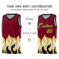 Custom Crimson Old Gold Hem Flame Pattern Fashion Sports Uniform Basketball jersey Limited