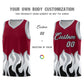 Custom Crimson Gray Hem Flame Pattern Fashion Sports Uniform Basketball jersey Limited