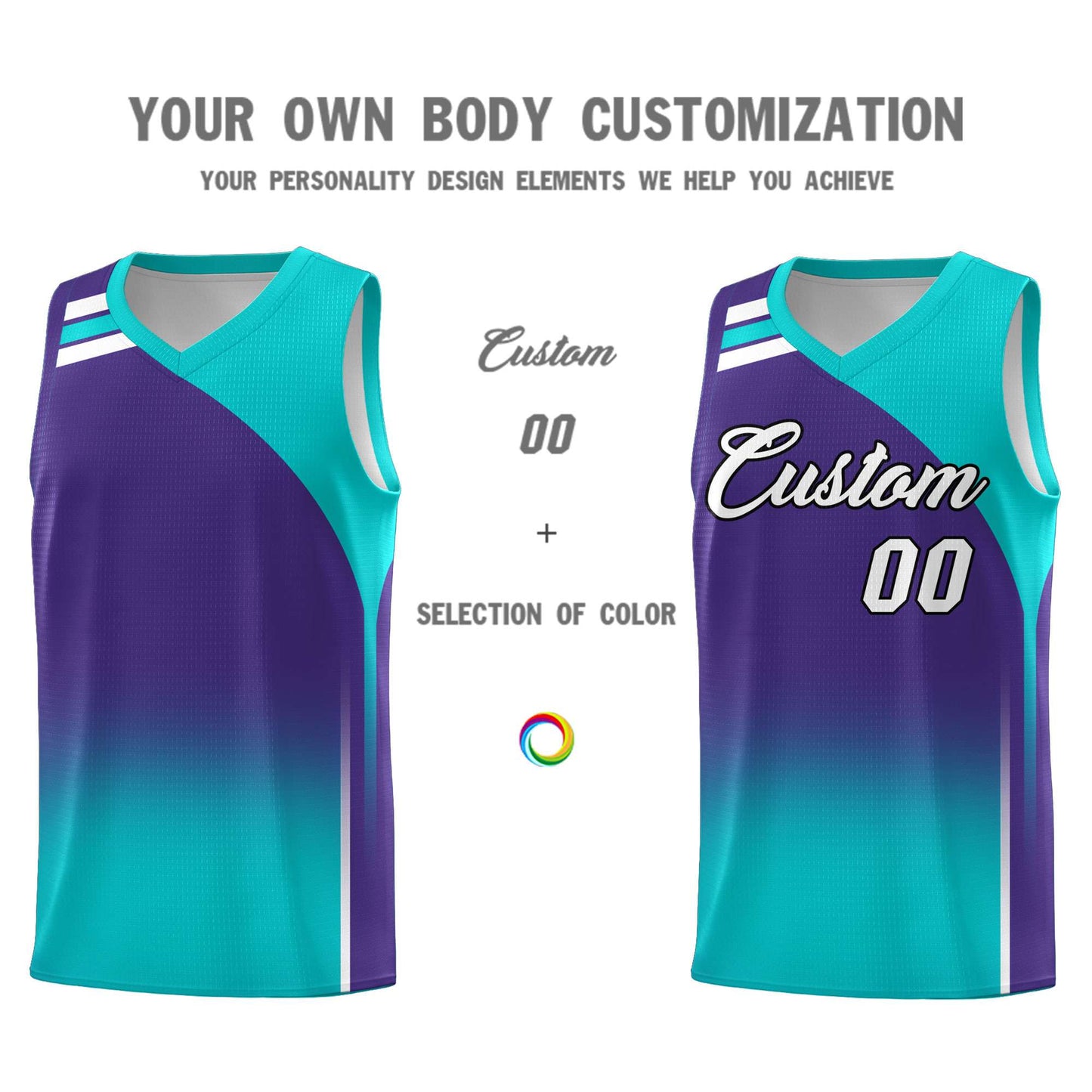 Custom Purple Aqua Gradient Fashion Sets Sports Uniform Basketball Jersey Limited