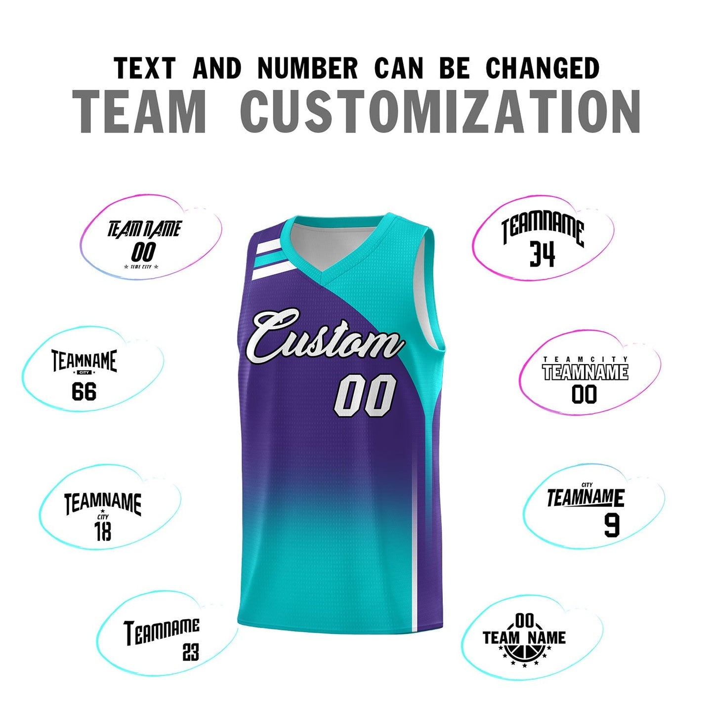 Custom Purple Aqua Gradient Fashion Sets Sports Uniform Basketball Jersey Limited