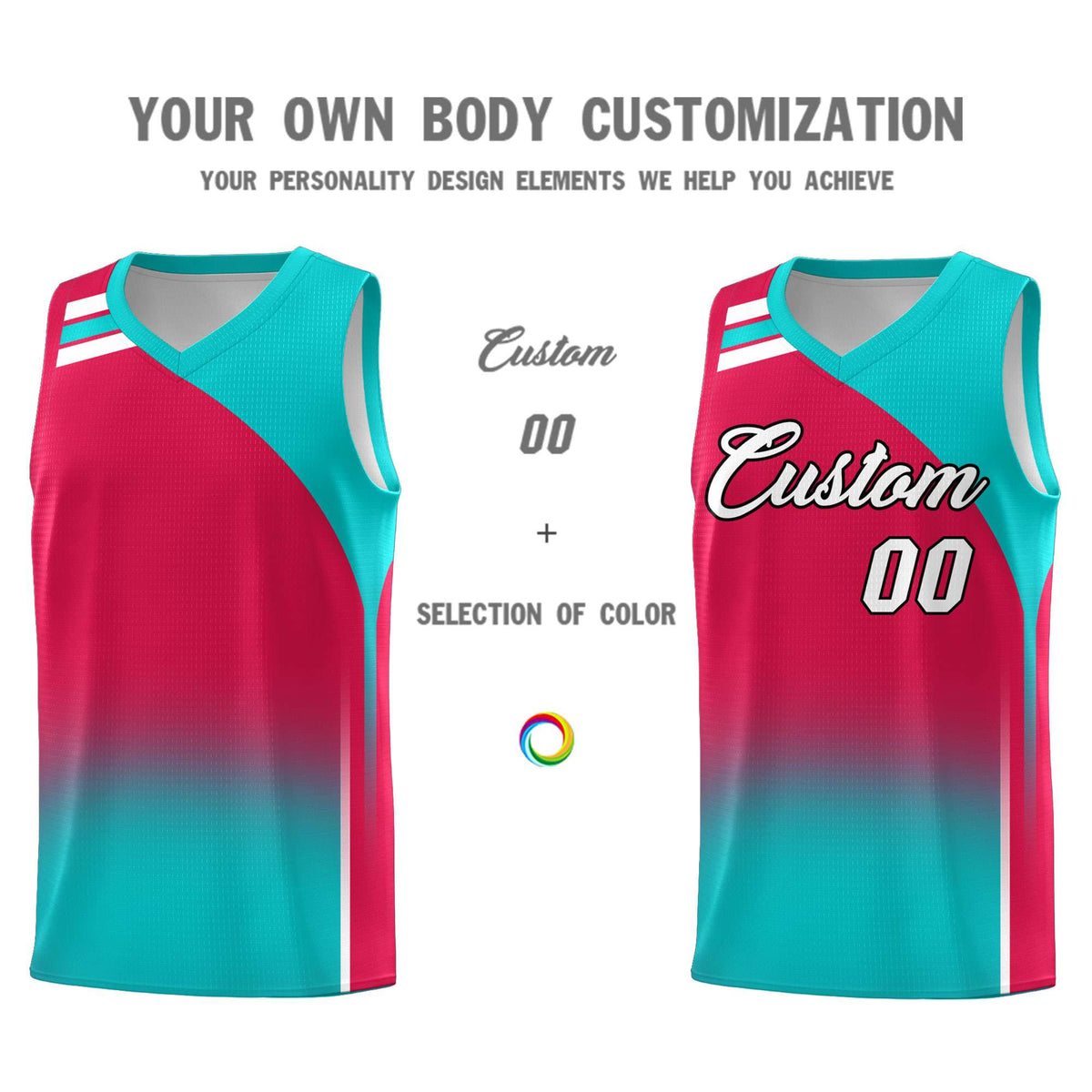 Custom Red Aqua Gradient Fashion Sets Sports Uniform Basketball Jersey Limited