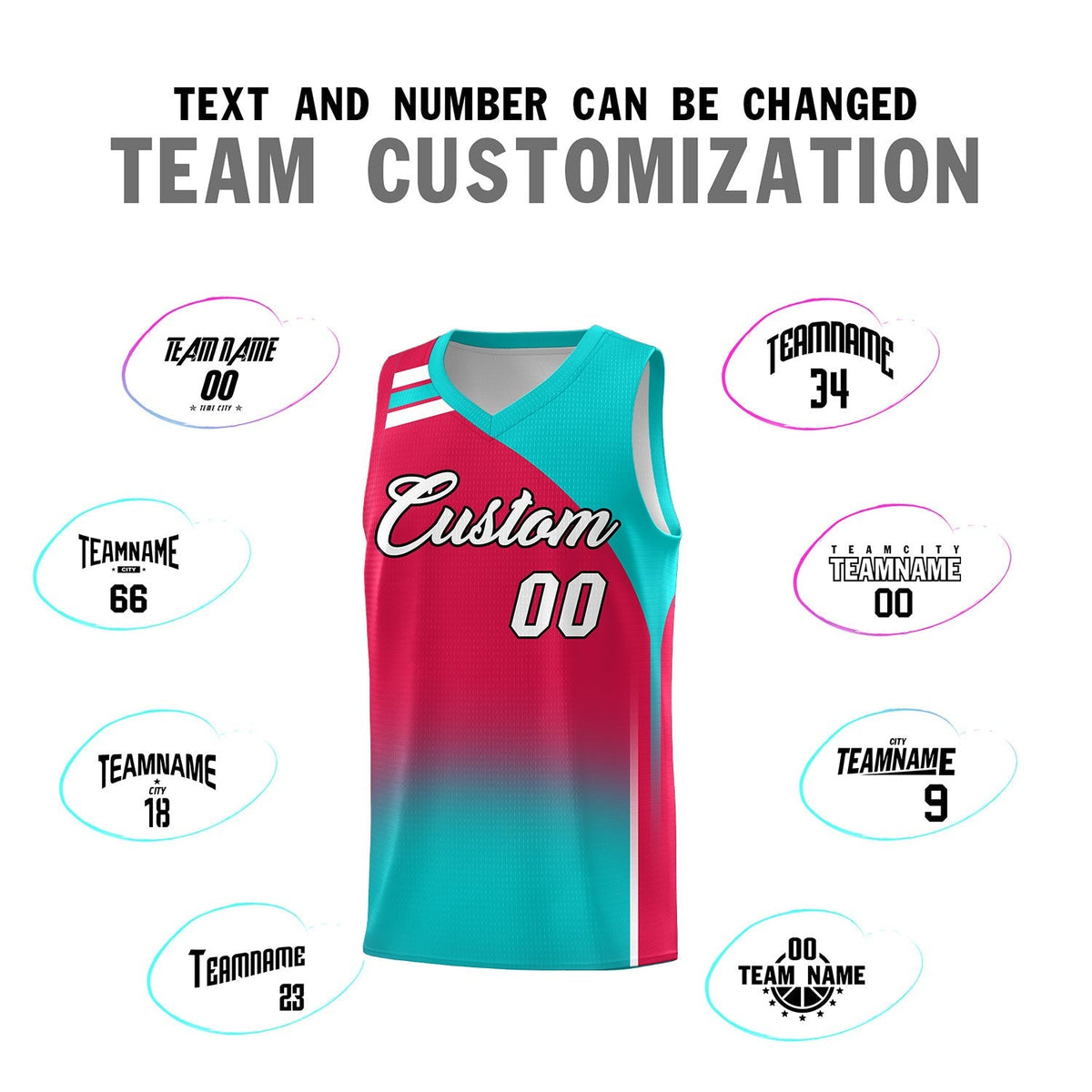 Custom Red Aqua Gradient Fashion Sets Sports Uniform Basketball Jersey Limited