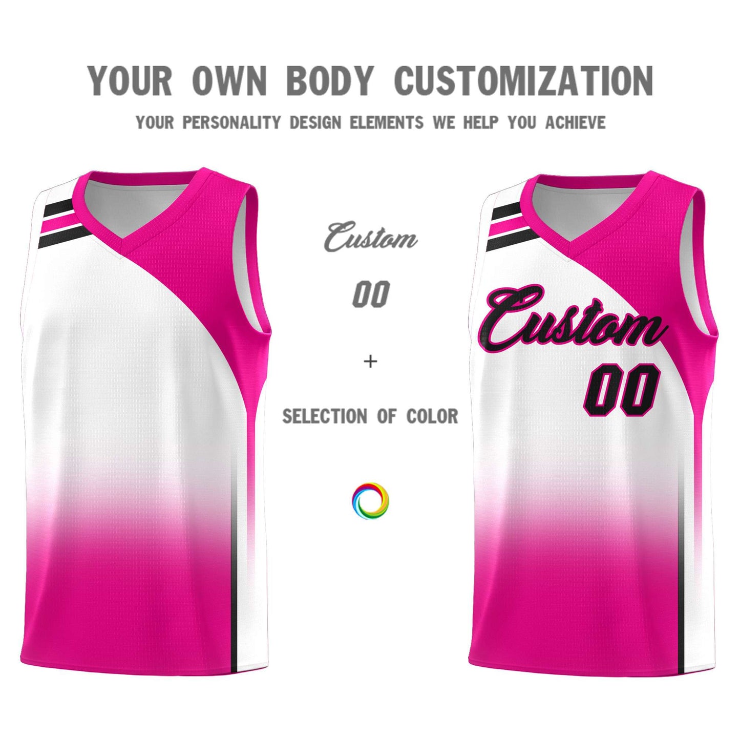 Custom White Pink Gradient Fashion Sets Sports Uniform Basketball Jersey Limited