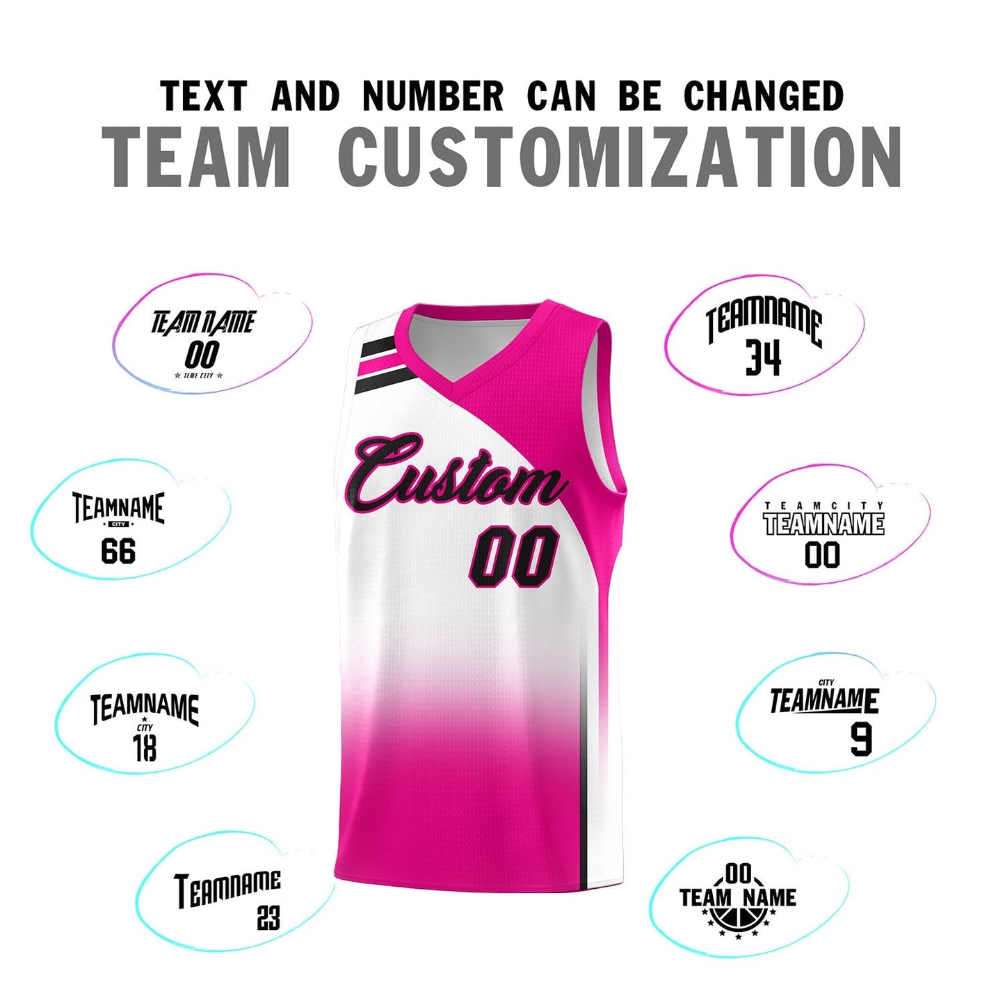 Custom White Pink Gradient Fashion Sets Sports Uniform Basketball Jersey Limited