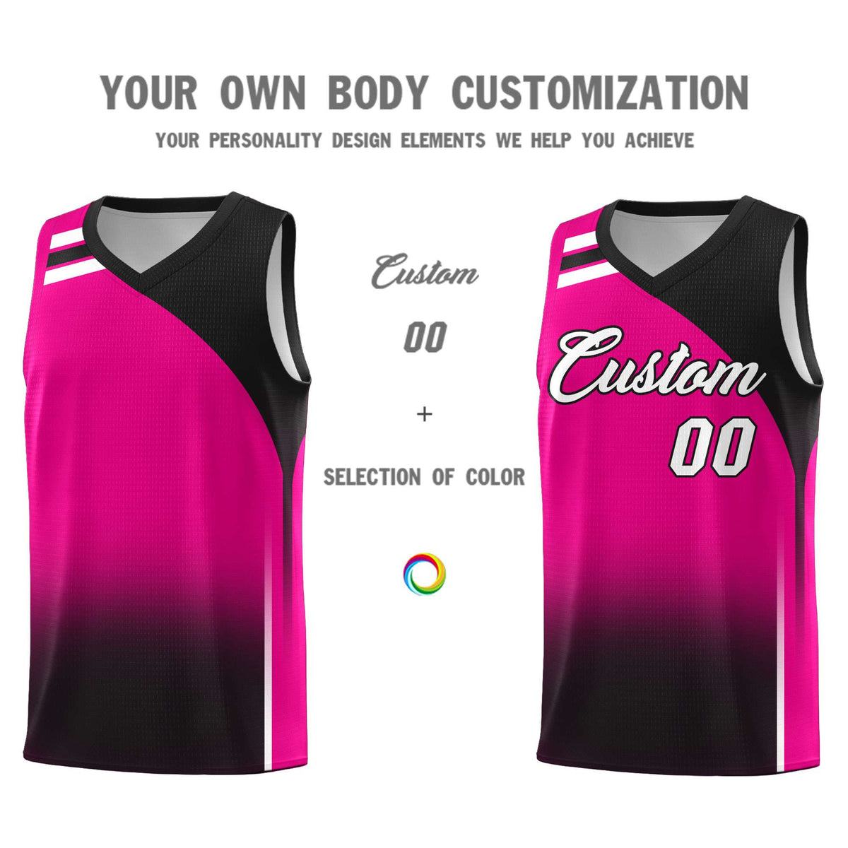 Custom Pink Black Gradient Fashion Sets Sports Uniform Basketball Jersey Limited