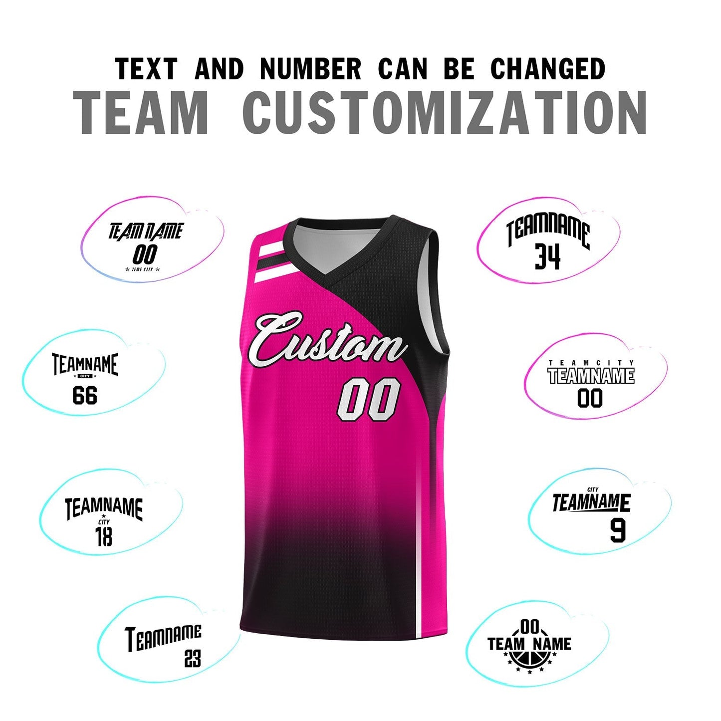 Custom Pink Black Gradient Fashion Sets Sports Uniform Basketball Jersey Limited