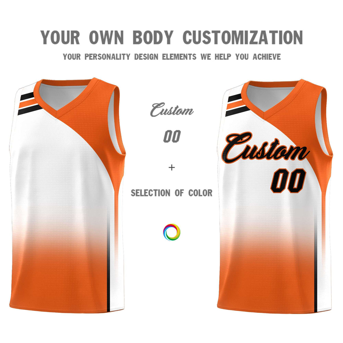 Custom White Orange Gradient Fashion Sets Sports Uniform Basketball Jersey Limited