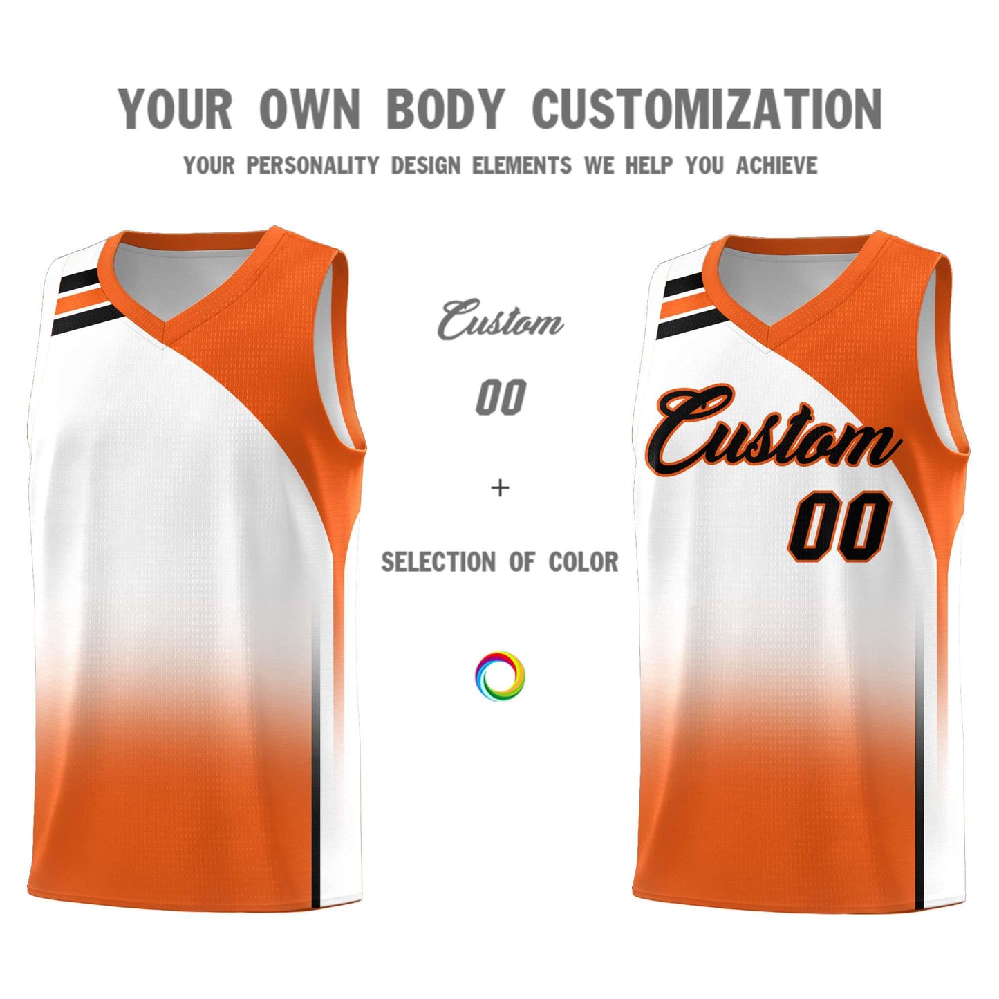 Custom White Orange Gradient Fashion Sets Sports Uniform Basketball Jersey Limited
