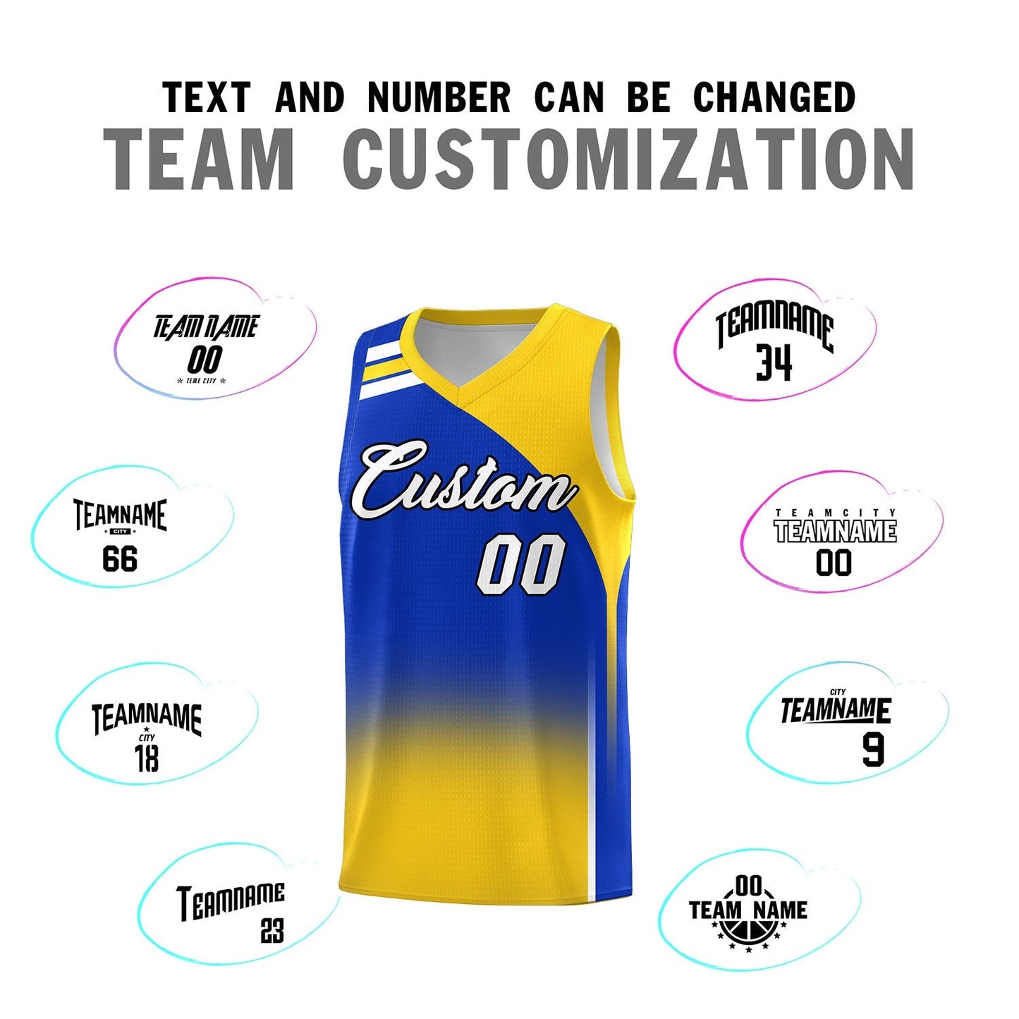 Custom Royal Gold Gradient Fashion Sets Sports Uniform Basketball Jersey Limited