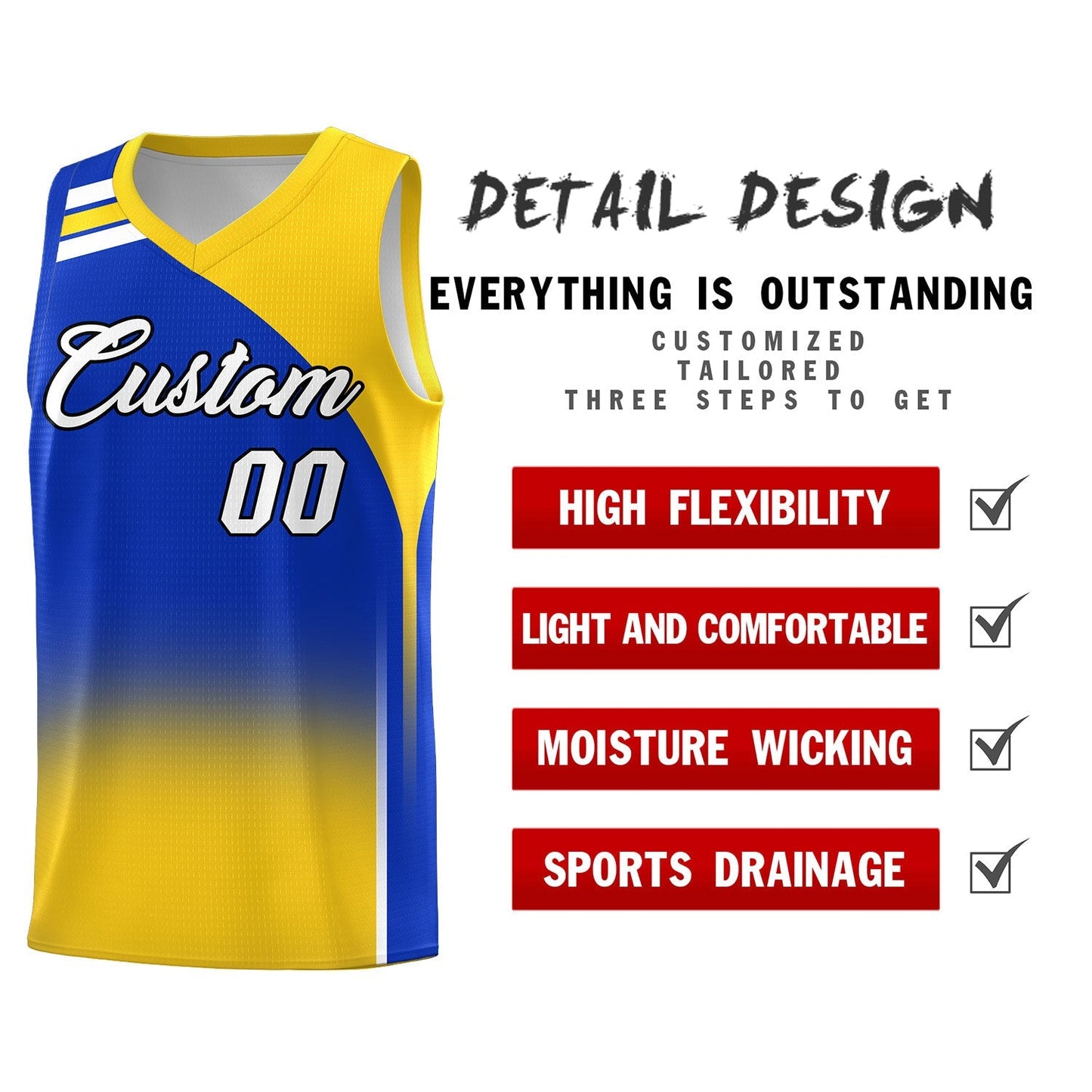 Custom Royal Gold Gradient Fashion Sets Sports Uniform Basketball Jersey Limited