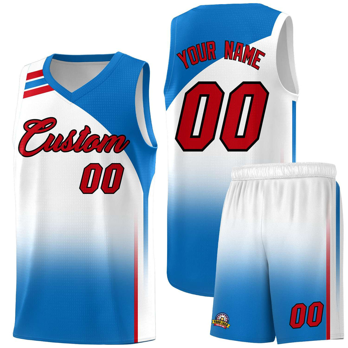 Custom White Royal Gradient Fashion Sets Sports Uniform Basketball Jersey