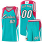 Custom Aqua Red and White Color Block Sports Uniform Basketball Jersey