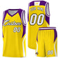 Custom Gold Purple and White Color Block Sports Uniform Basketball Jersey