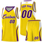 Custom Gold White and Purple Color Block Sports Uniform Basketball Jersey