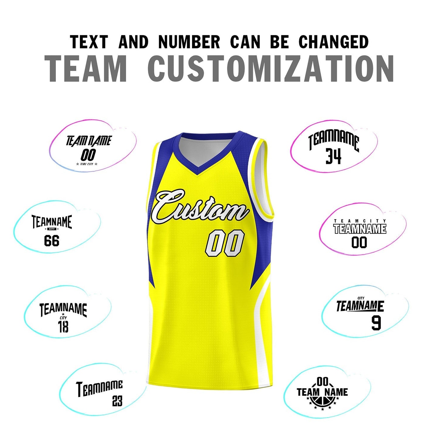 Custom Gold Royal and White Color Block Sports Uniform Basketball Jersey Limited