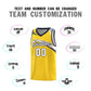 Custom Gold White-Navy Chest Color Block Sports Uniform Basketball Jersey Limited