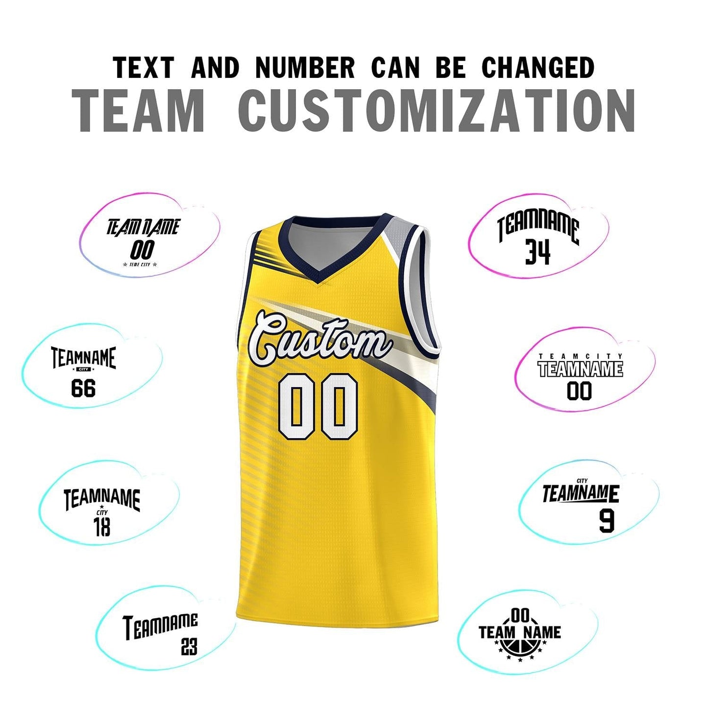 Custom Gold White-Navy Chest Color Block Sports Uniform Basketball Jersey Limited