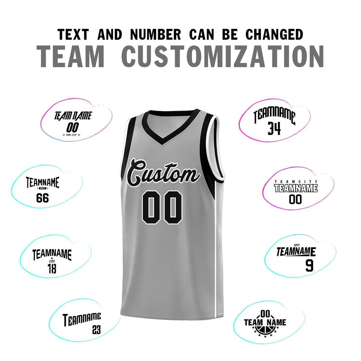 Custom Gray Black-White Sleeve Color Blocking Classic Sets Sports Uniform Basketball Jersey Limited
