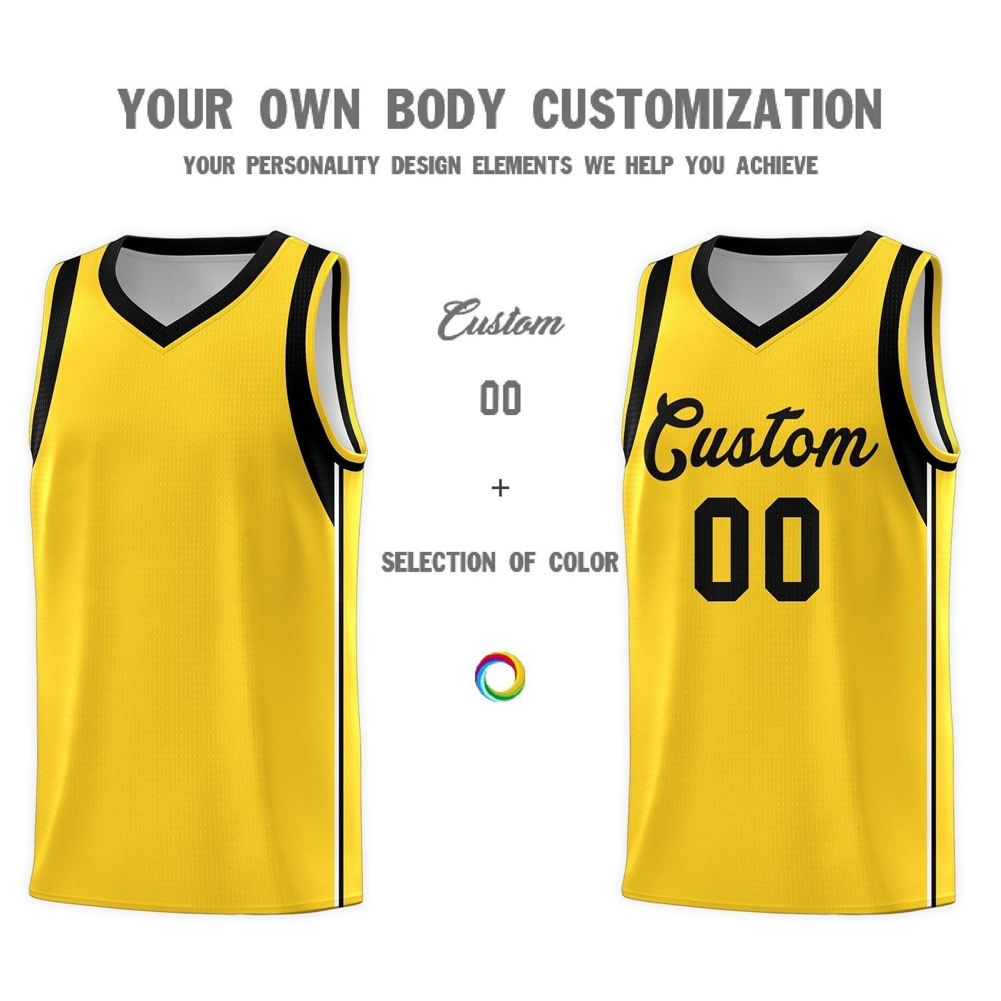 Custom Gold Black Sleeve Color Blocking Classic Sets Sports Uniform Basketball Jersey Limited