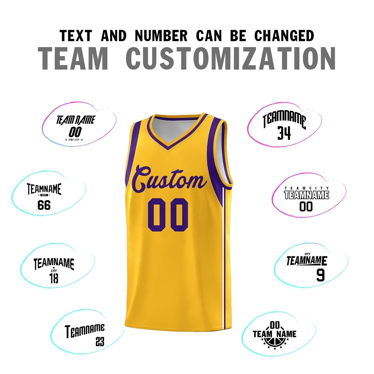 Custom Gold Purple Sleeve Color Blocking Classic Sets Sports Uniform Basketball Jersey Limited