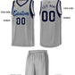Custom Gray Navy-White Sleeve Color Blocking Classic Sets Sports Uniform Basketball Jersey Limited