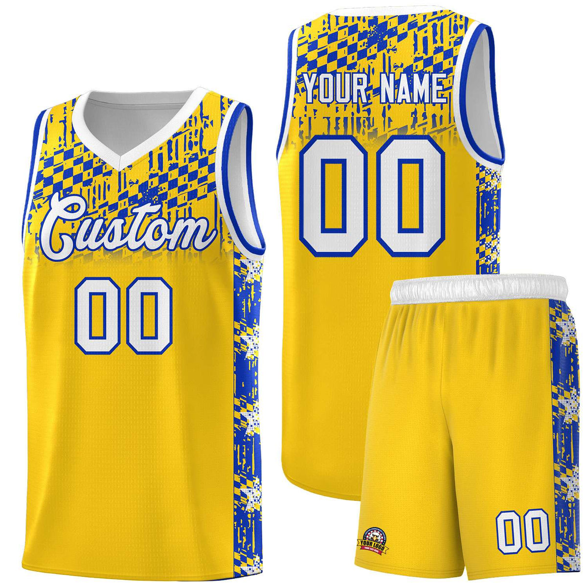 Custom Gold Mosaic Stars Pattern Sports Uniform Basketball Jersey