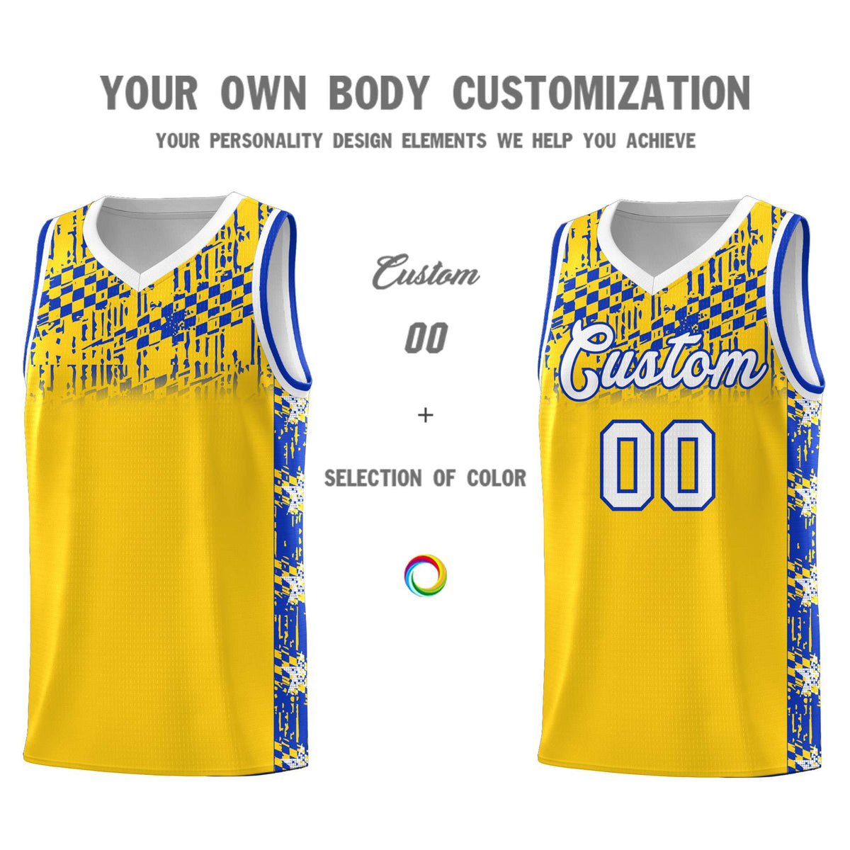Custom Gold Mosaic Stars Pattern Sports Uniform Basketball Jersey Limited