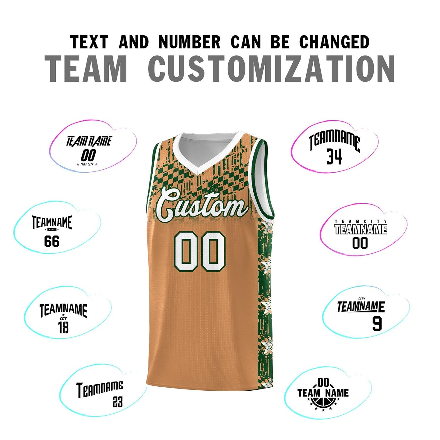 Custom Buckskin Brown Mosaic Stars Pattern Sports Uniform Basketball Jersey Limited