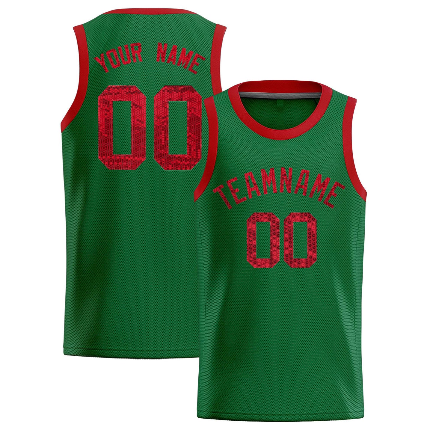 Custom Kelly Green Sequined Tops Athletic Basketball Jersey