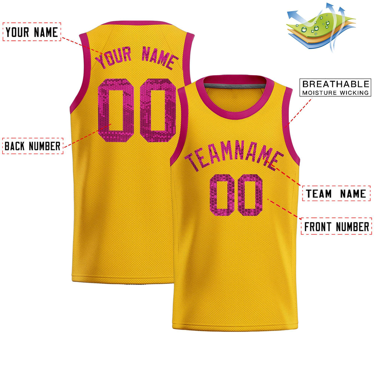 Custom Gold Sequined Tops Athletic Basketball Jersey Limited