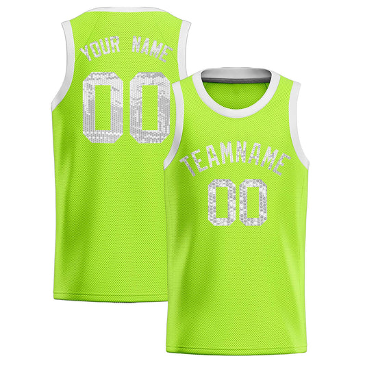 Custom Kelly Green Sequined Tops Athletic Basketball Jersey