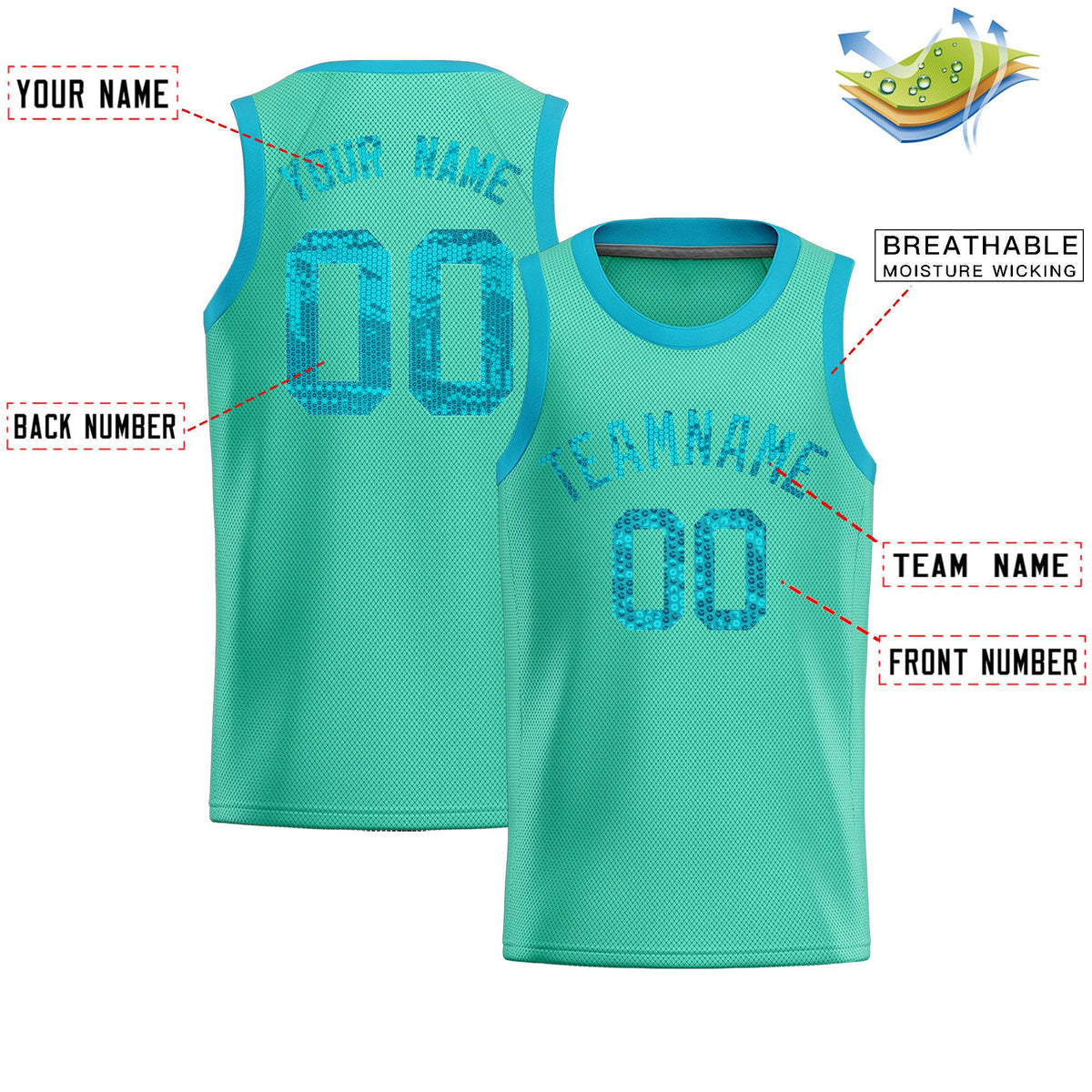 Custom Bright Green Sequined Tops Athletic Basketball Jersey Limited