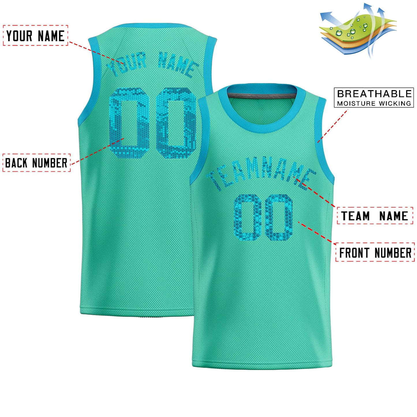 Custom Bright Green Sequined Tops Athletic Basketball Jersey Limited