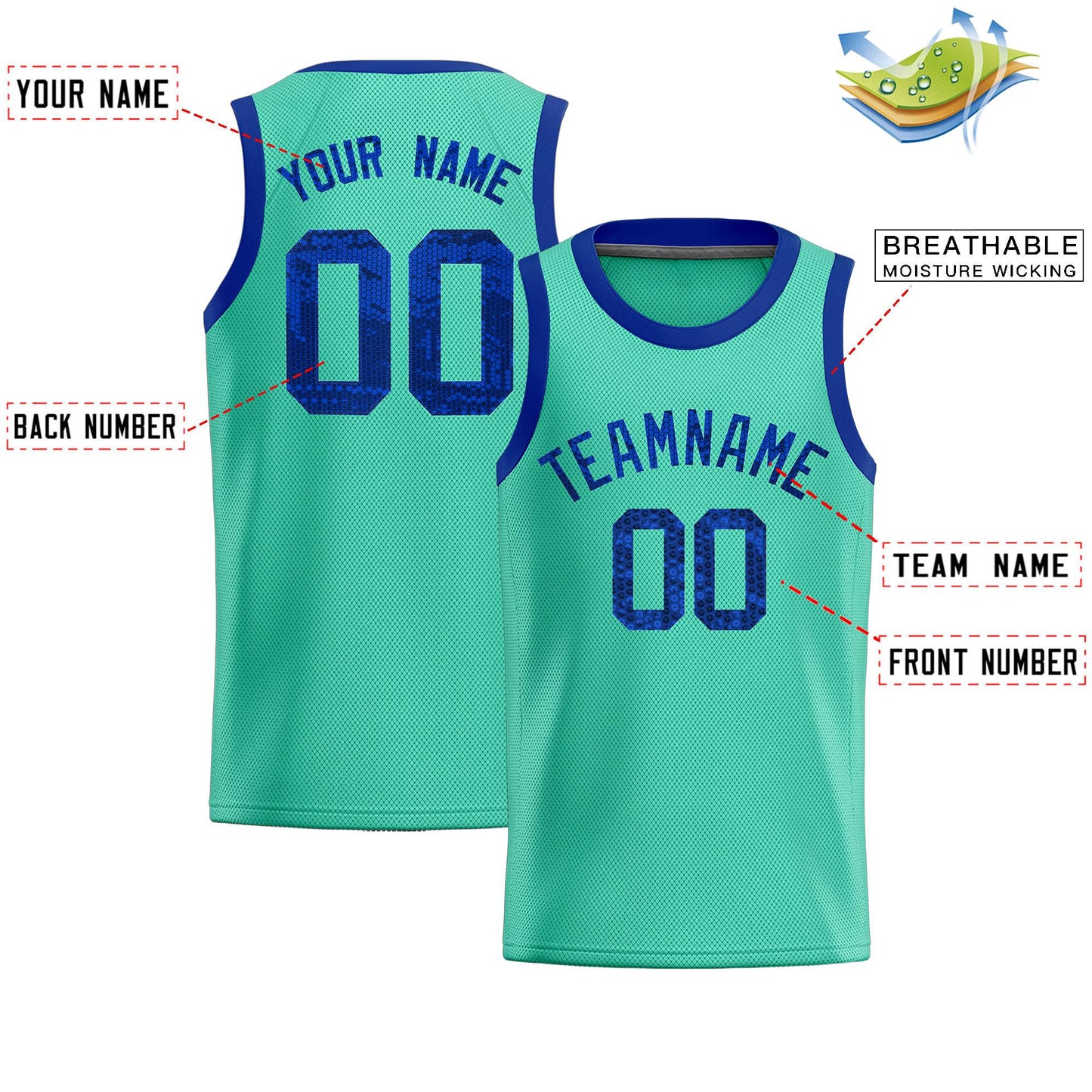 Custom Bright Green Sequined Tops Athletic Basketball Jersey Limited
