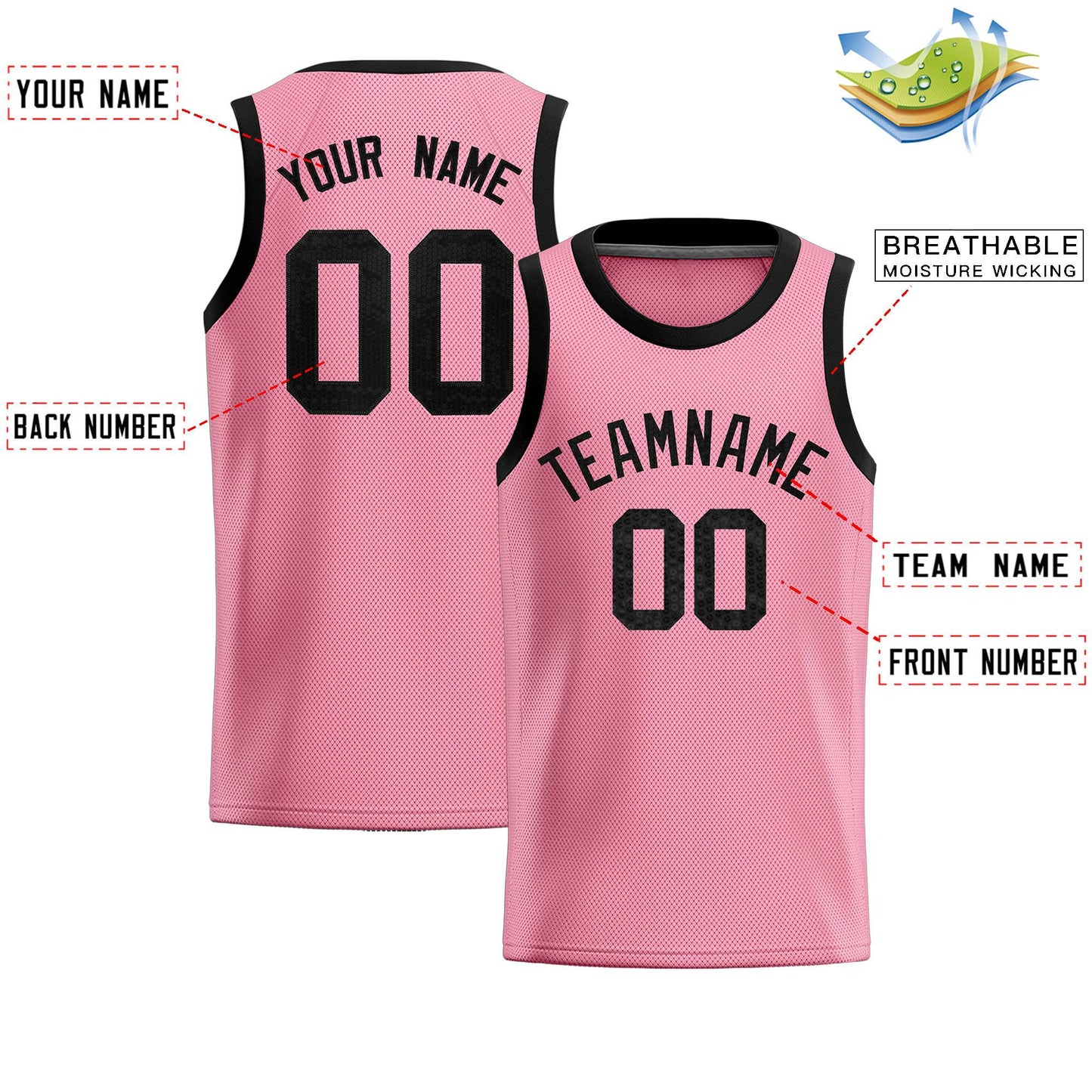Custom Light Pink Sequined Tops Athletic Basketball Jersey Limited