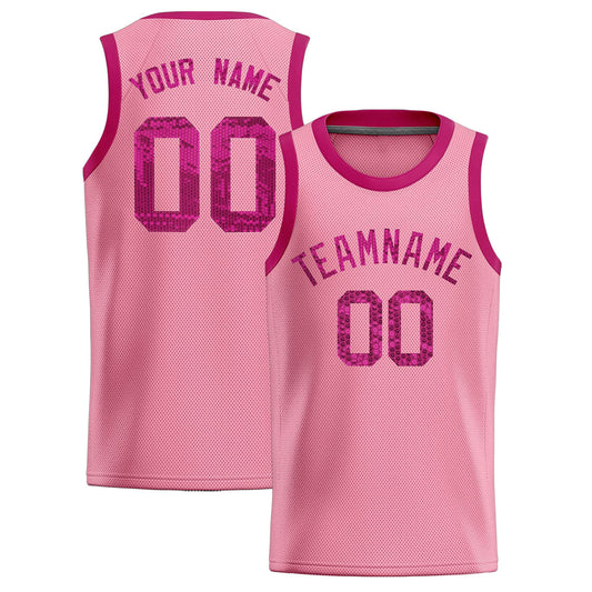 Custom Light Pink Sequined Tops Athletic Basketball Jersey