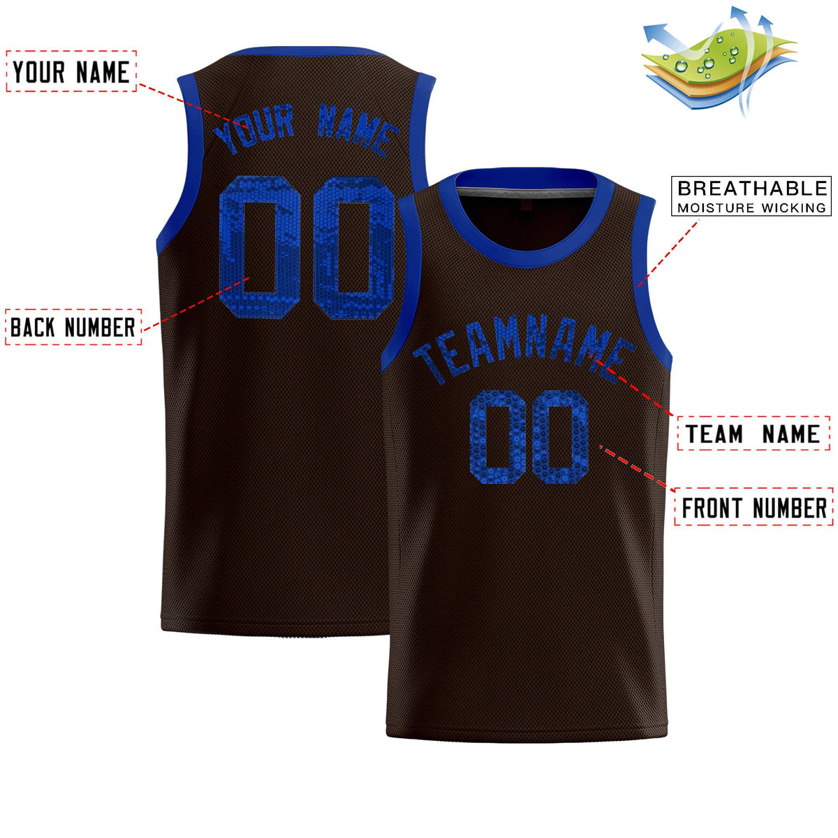 Custom Brown Sequined Tops Athletic Basketball Jersey Limited