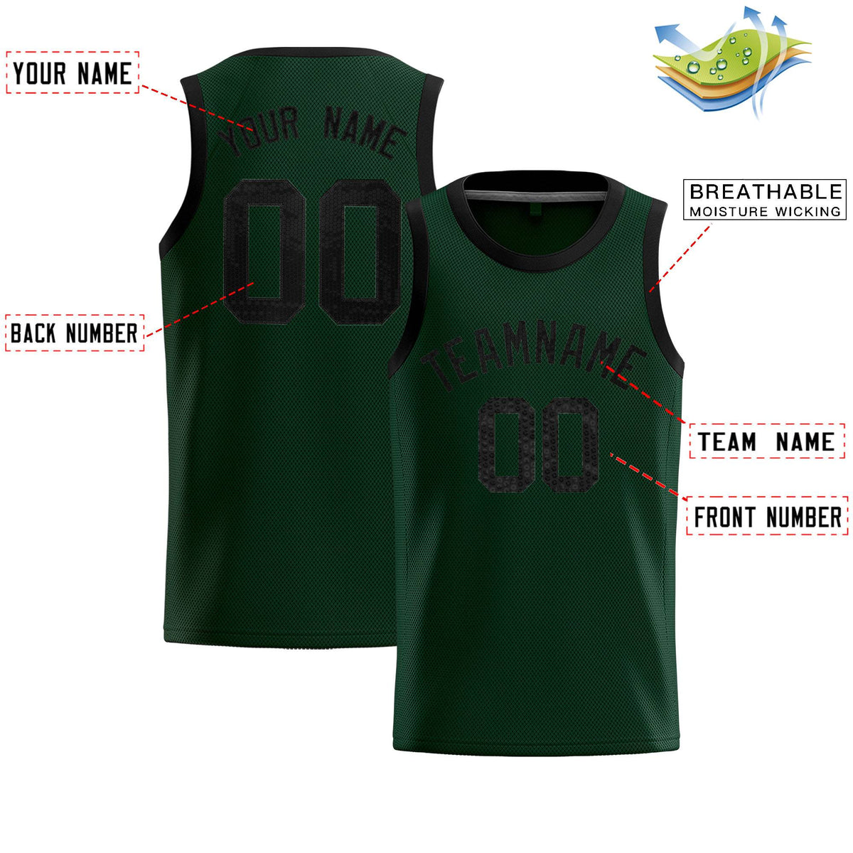 Custom Hunter Green Sequined Tops Athletic Basketball Jersey Limited