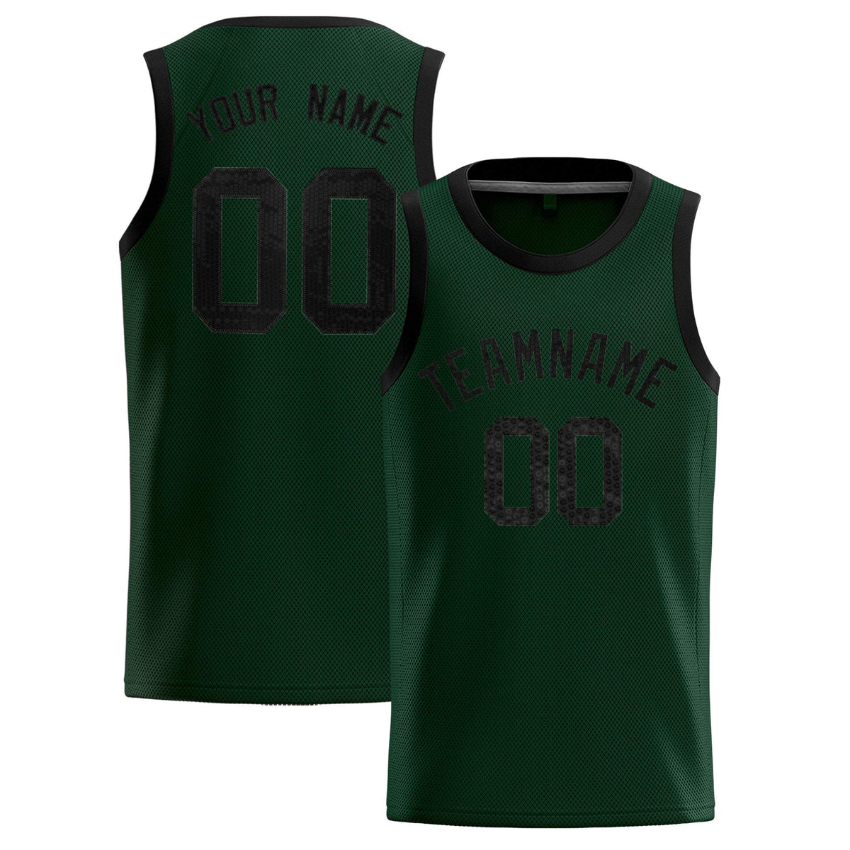 Custom Hunter Green Sequined Tops Athletic Basketball Jersey