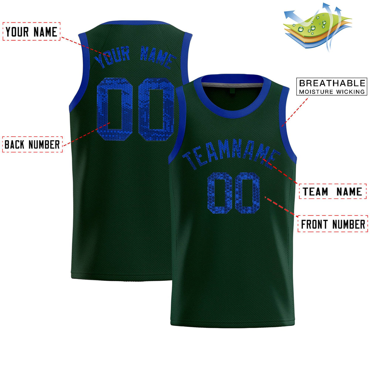 Custom Hunter Green Sequined Tops Athletic Basketball Jersey Limited