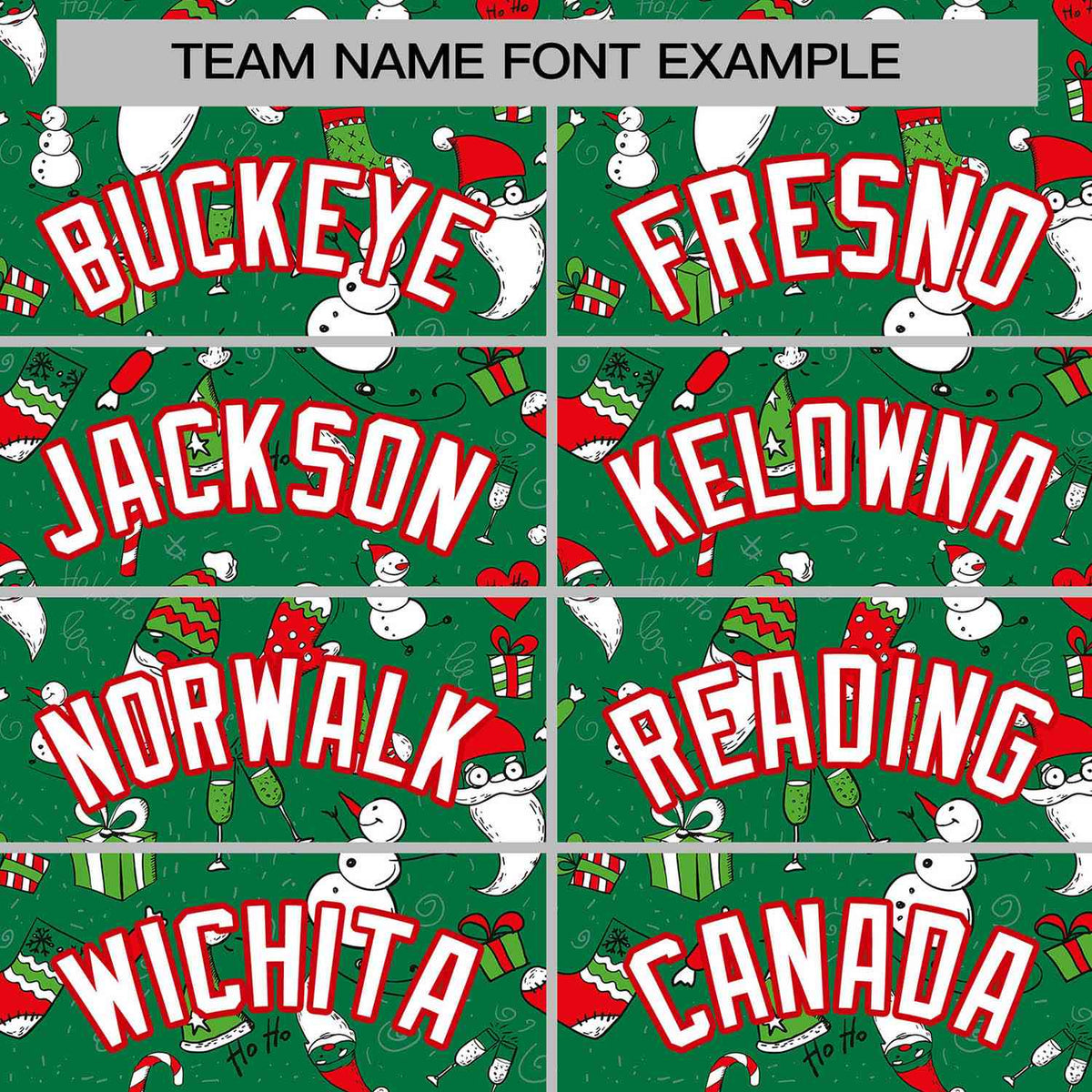 Custom Green White-Red Christmas Graffiti Pattern Authentic Baseball Jersey Limited