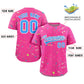 Custom Pink Powder Blue-White Splash Graffiti Pattern Authentic Baseball Jersey Limited