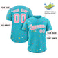 Custom Light Blue Pink-White Splash Graffiti Pattern Authentic Baseball Jersey Limited