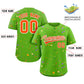 Custom Green Orange-White Splash Graffiti Pattern Authentic Baseball Jersey Limited