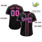 Custom Black Pink-Gray Stripe Fashion Design Full Button Authentic Baseball Jersey Limited