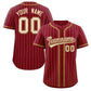 Custom Crimson Old Gold Stripe Fashion Design Full Button Authentic Baseball Jersey