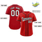 Custom Red Black Stripe Fashion Design Full Button Authentic Baseball Jersey Limited