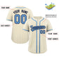 Custom Cream Light Blue-Light Gray Stripe Fashion Design Full Button Authentic Baseball Jersey Limited