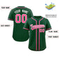 Custom Green Pink Stripe Fashion Design Full Button Authentic Baseball Jersey Limited